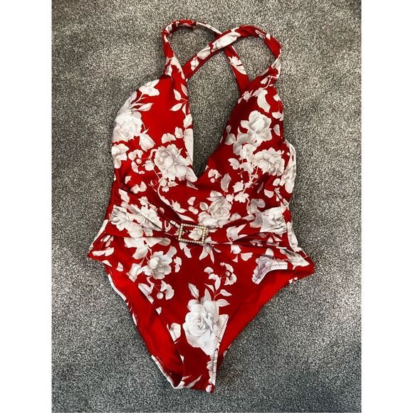 L'Agence Women's Rouge Lisa Ikebana Plunge Floral One-Piece Swimsuit Sz XL NWOT - Picture 6 of 10